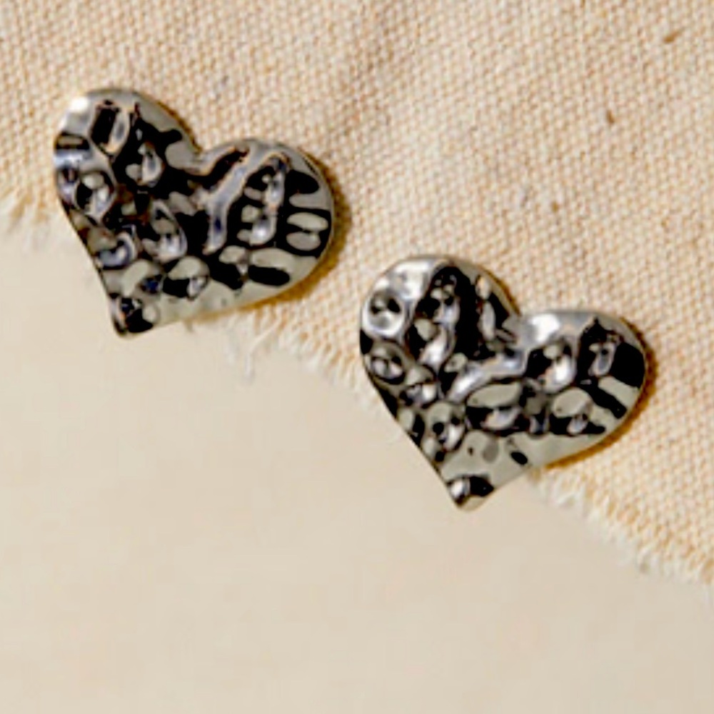 Free People Wild Moon Child Oversized Silver Heart Earrings